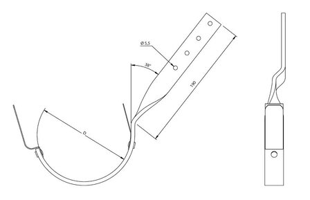 Zwart Stalen Gootbeugel Krul KRT Met dubbele Klang - Diam 150 mm